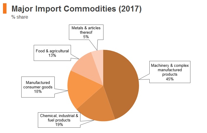 Graph: New Zealand major import commodities (2017) Graph: New Zealand major import commodities (2017)
