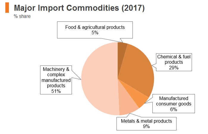 Graph: Singapore major import commodities (2017) Graph: Singapore major import commodities (2017)