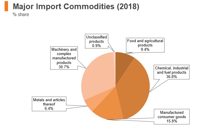 Graph: Ukraine major import commodities (2018) Graph: Ukraine major import commodities (2018)