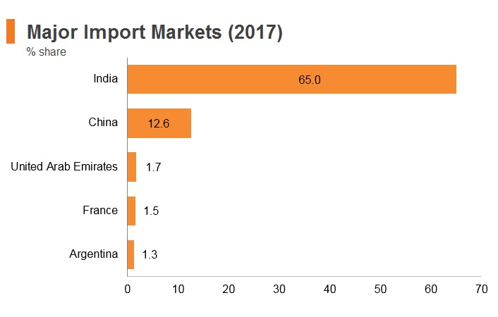 Graph: Nepal major import markets (2017) Graph: Nepal major import markets (2017)