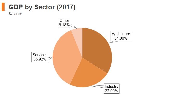 Graph: Ethiopia GDP by sector (2017) Graph: Ethiopia GDP by sector (2017)