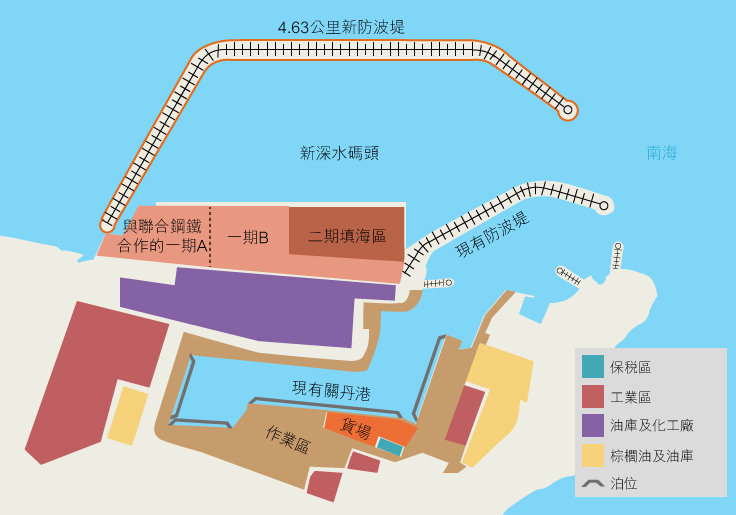 地图：建设新深水码头。