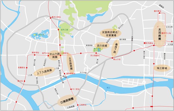 圖:廣州市內主要商圈 圖:廣州市內主要商圈