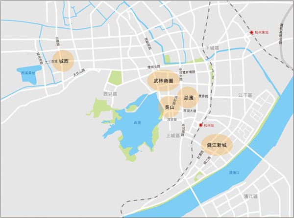 圖:杭州市內主要商圈 圖:杭州市內主要商圈