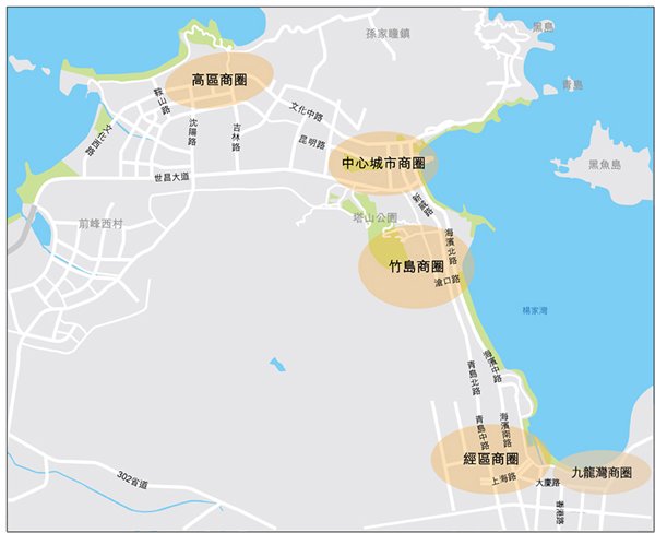 圖:威海市內主要商圈 圖:威海市內主要商圈