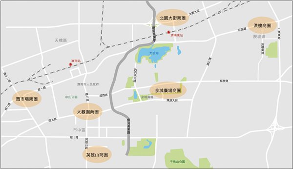 圖:濟南市內主要商圈 圖:濟南市內主要商圈