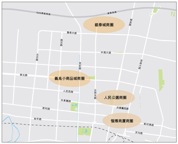 圖:淄博市內主要商圈 圖:淄博市內主要商圈