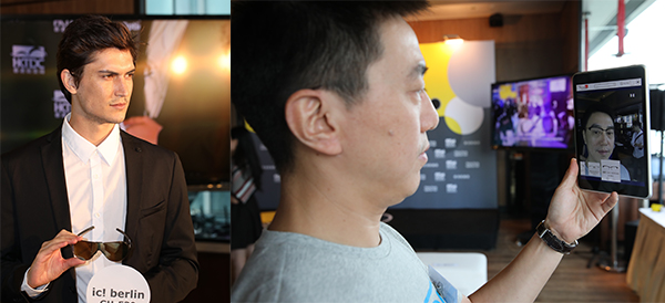 (左图)ic! berlin 3D打印技术制成的眼镜;(右图)Faceme AR扩增实境技术 (左图)ic! berlin 3D打印技术制成的眼镜;(右图)Faceme AR扩增实境技术