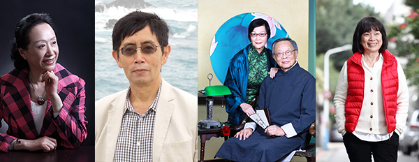 (左起)张抗抗、北岛、李欧梵伉俪及龙应台 (左起)张抗抗、北岛、李欧梵伉俪及龙应台