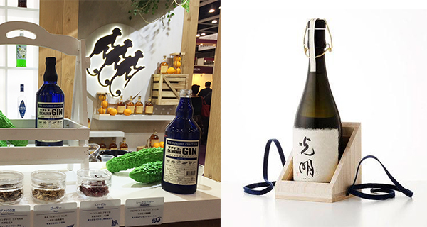 左圖: 日本的手工氈酒,右圖: 日本的楯野川光明清酒 左圖: 日本的手工氈酒,右圖: 日本的楯野川光明清酒