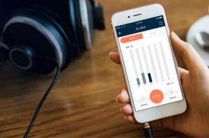 The app enables users to conduct a hearing test to calibrate the device