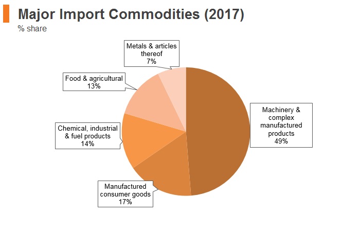 Graph: Russia major import commodities (2017) Graph: Russia major import commodities (2017)