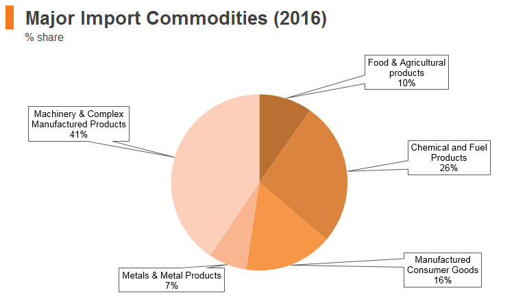 Graph: South Africa major import commodities (2016) Graph: South Africa major import commodities (2016)