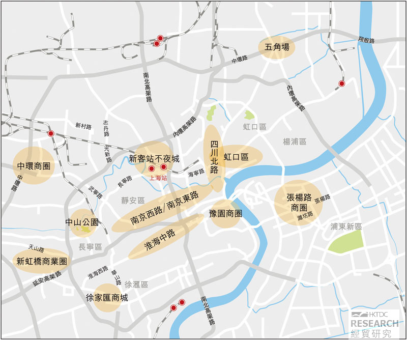 图:上海市内主要商圈