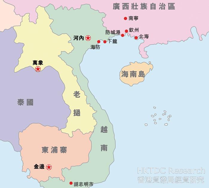 图：广西与东盟的越南接壤