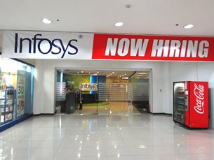 圖: 印度大型業務流程外判公司Infosys設於菲律賓一家商場內的辦事處 圖: 印度大型業務流程外判公司Infosys設於菲律賓一家商場內的辦事處