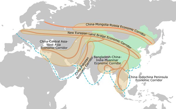 Chart: Economic Corridors of the “One Belt, One Road”