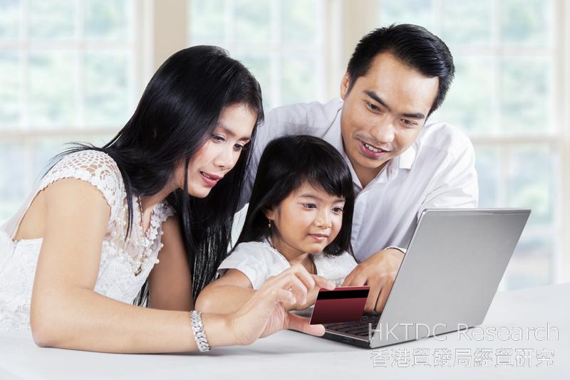 相片：家长与孩子一起网购