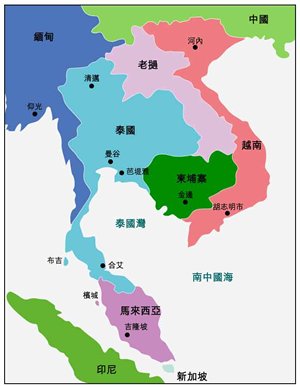 圖: 與泰國接壤的國家