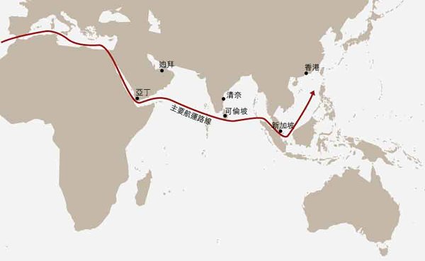 地圖: 斯里蘭卡位處印度附近一條主要東西方貿易路線上。 地圖: 斯里蘭卡位處印度附近一條主要東西方貿易路線上。