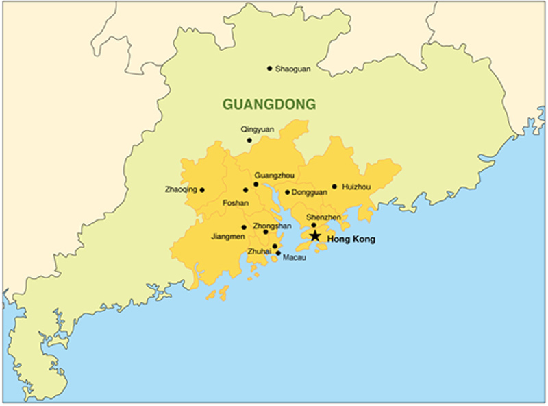 Map: Pearl River Delta in China’s Guangdong Province