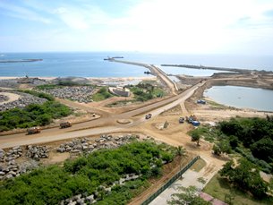 Photo: Phase 2 of Hambantota project is under construction.