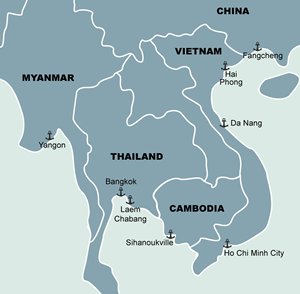 Map: Major Ports along Coastlines of GMS Countries Map: Major Ports along Coastlines of GMS Countries