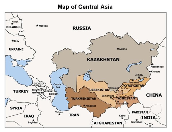 Picture: Map of Central Asia Picture: Map of Central Asia