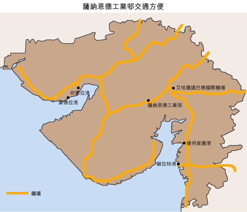 地圖: 薩納恩德工業邨交通方便