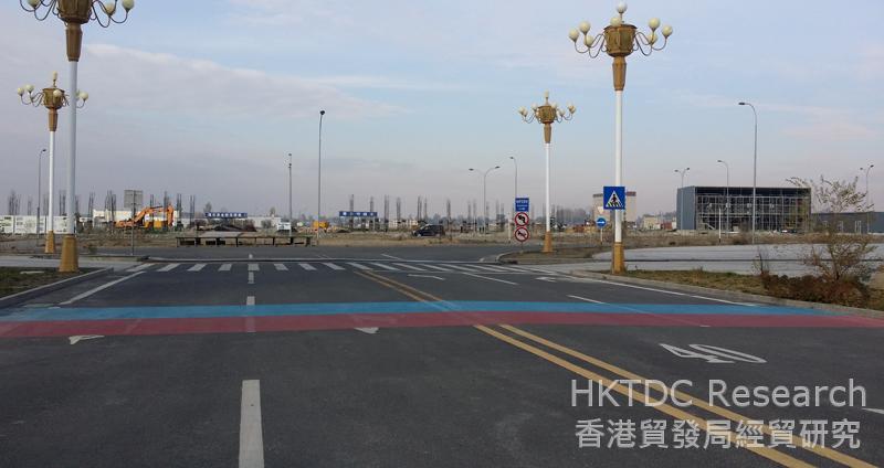 Photo: The boundary line within the China-Kazakhstan Khorgas International Border Cooperation Centre