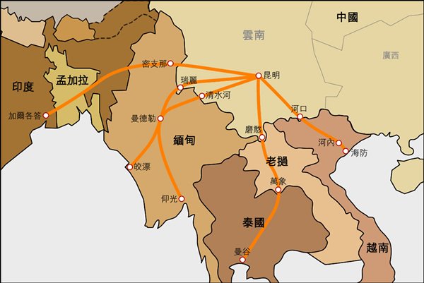 图：云南规划出境公路示意图