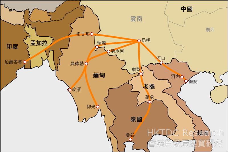 圖：雲南規劃出境公路示意圖