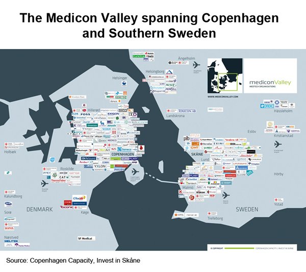 Picture: The Medicon Valley spanning Copenhagen and Southern Sweden