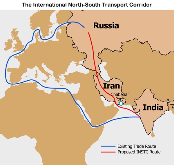 Map: The International North-South Transport Corridor