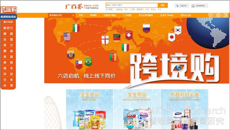 Photo: GBHui’s cross-border shopping webpage.