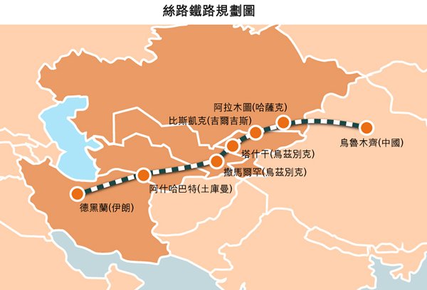 地图: 丝路铁路规划图 地图: 丝路铁路规划图