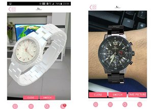 相片:通过采用创新的虚拟实境科技，mPay的新应用程式让消费者看到手表戴在自己手腕上的效果。
