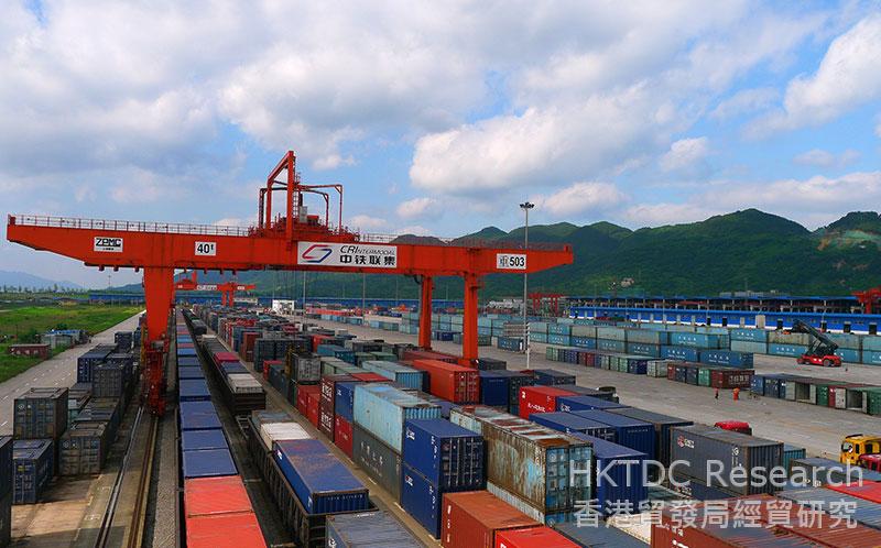 Photo: Yuxinou express train terminal at Chongqing railway port.