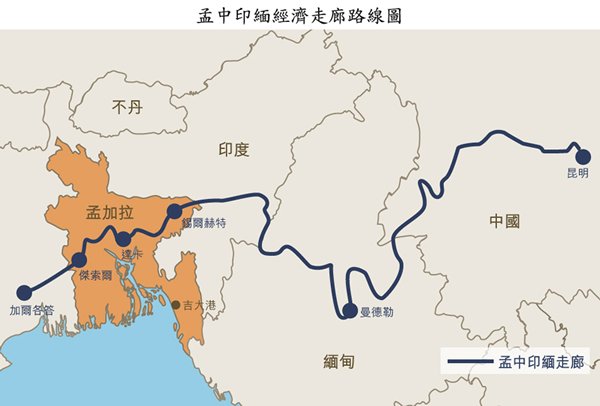 地图: 孟中印缅经济走廊路线图 地图: 孟中印缅经济走廊路线图
