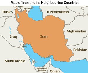 Map: Iran and its Neighbouring Countries