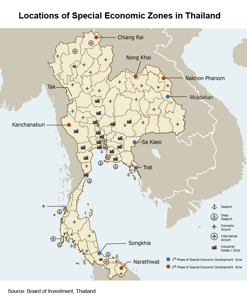 Picture: Locations of Special Economic Zones in Thailand