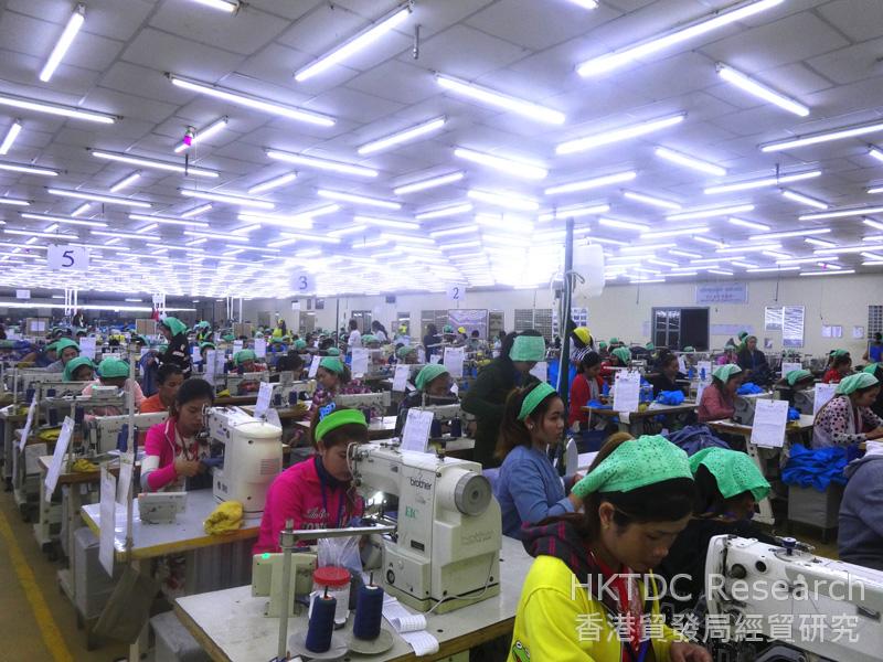 图: 金边经济特区内一家中资服装厂。