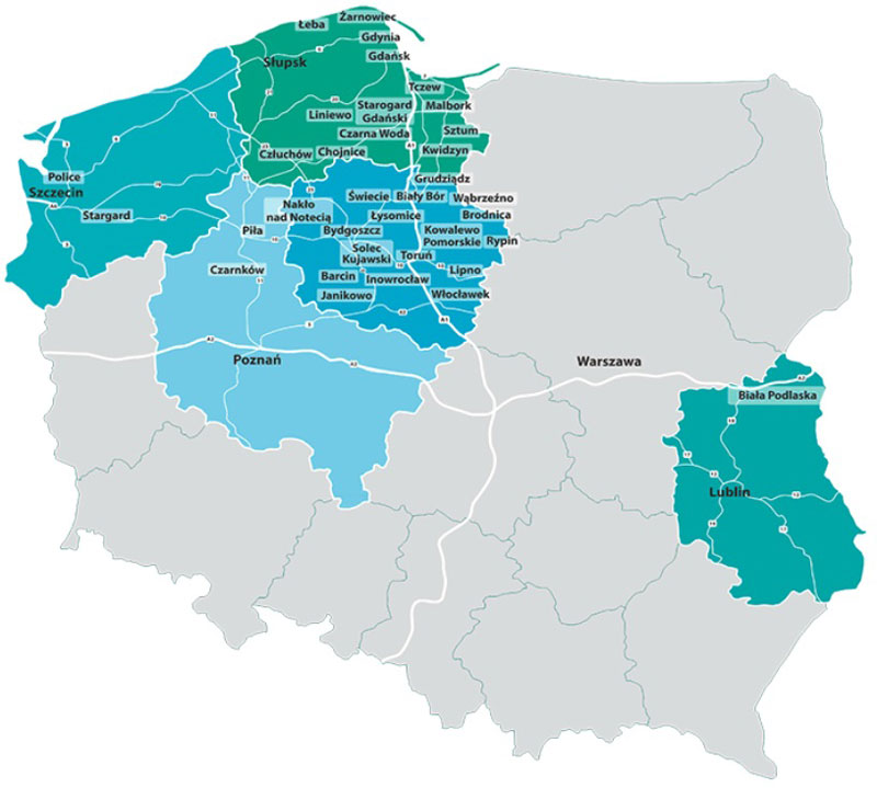 圖片:PSEZ在波蘭5個地區設有35個分區，吸引了123家投資者，總投資超過110億茲羅提。