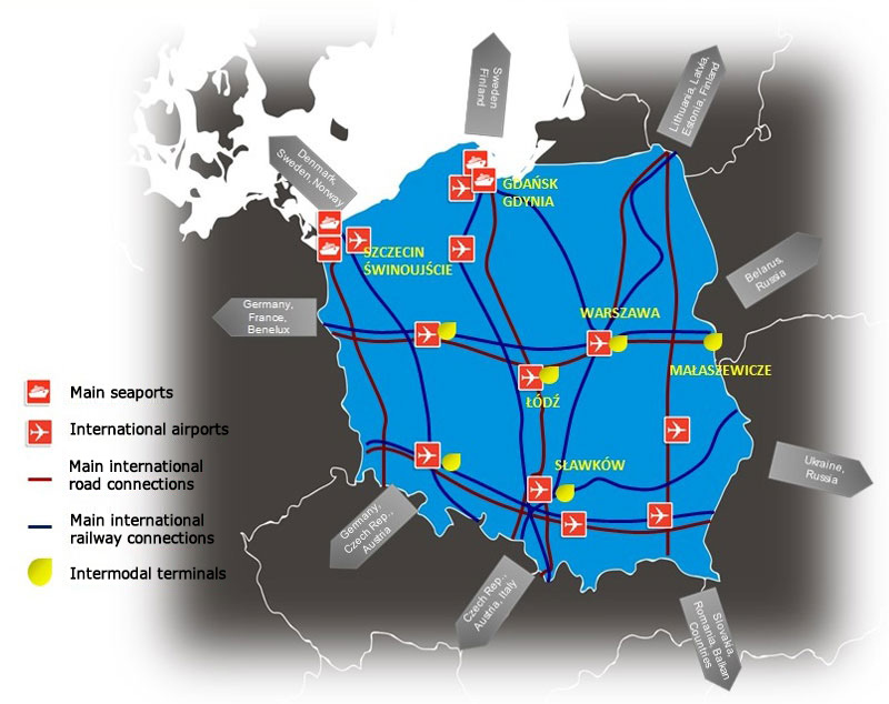 Picture: Poland transport network.