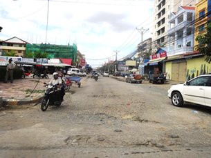 Photo: Dilapidated roads just outside Phnom Penh’s city centre. Photo: Dilapidated roads just outside Phnom Penh’s city centre.