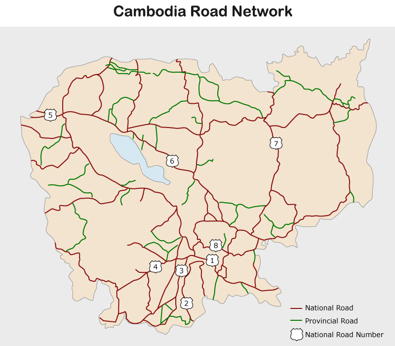 Map: Cambodia Road network