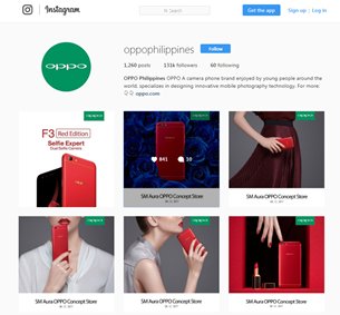 Photo: Stylish appeal of Oppo phones on its Instagram page. Photo: Stylish appeal of Oppo phones on its Instagram page.