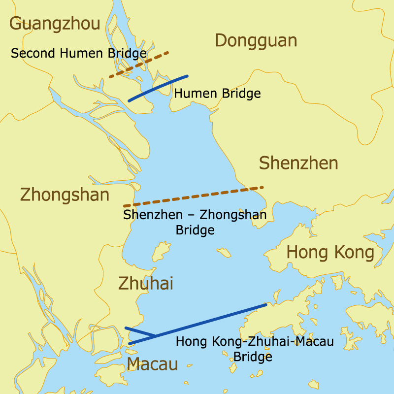 Map: Main transport routes on Pearl River estuary. Map: Main transport routes on Pearl River estuary.