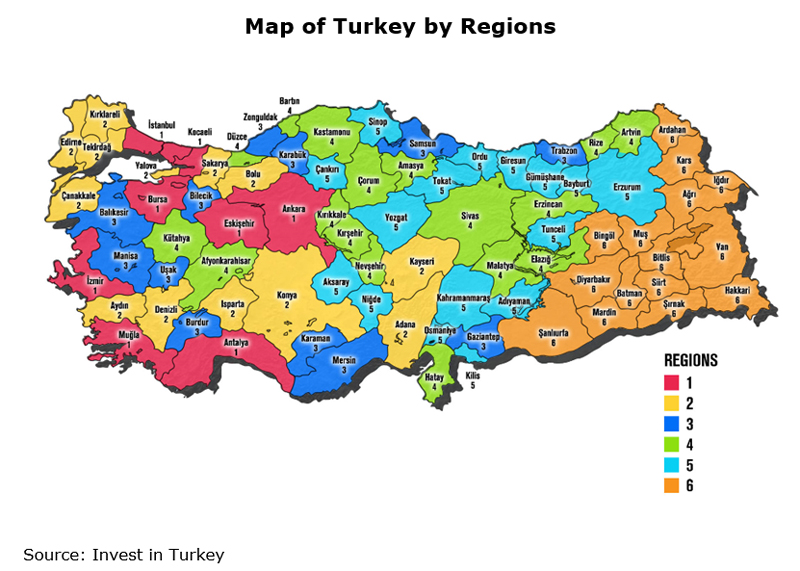 Picture: Map of Turkey by Regions