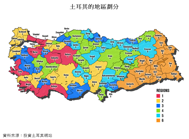 圖片:土耳其的地區劃分 圖片:土耳其的地區劃分